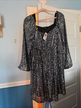 torrid Black and Silver Sequin Mini Dress